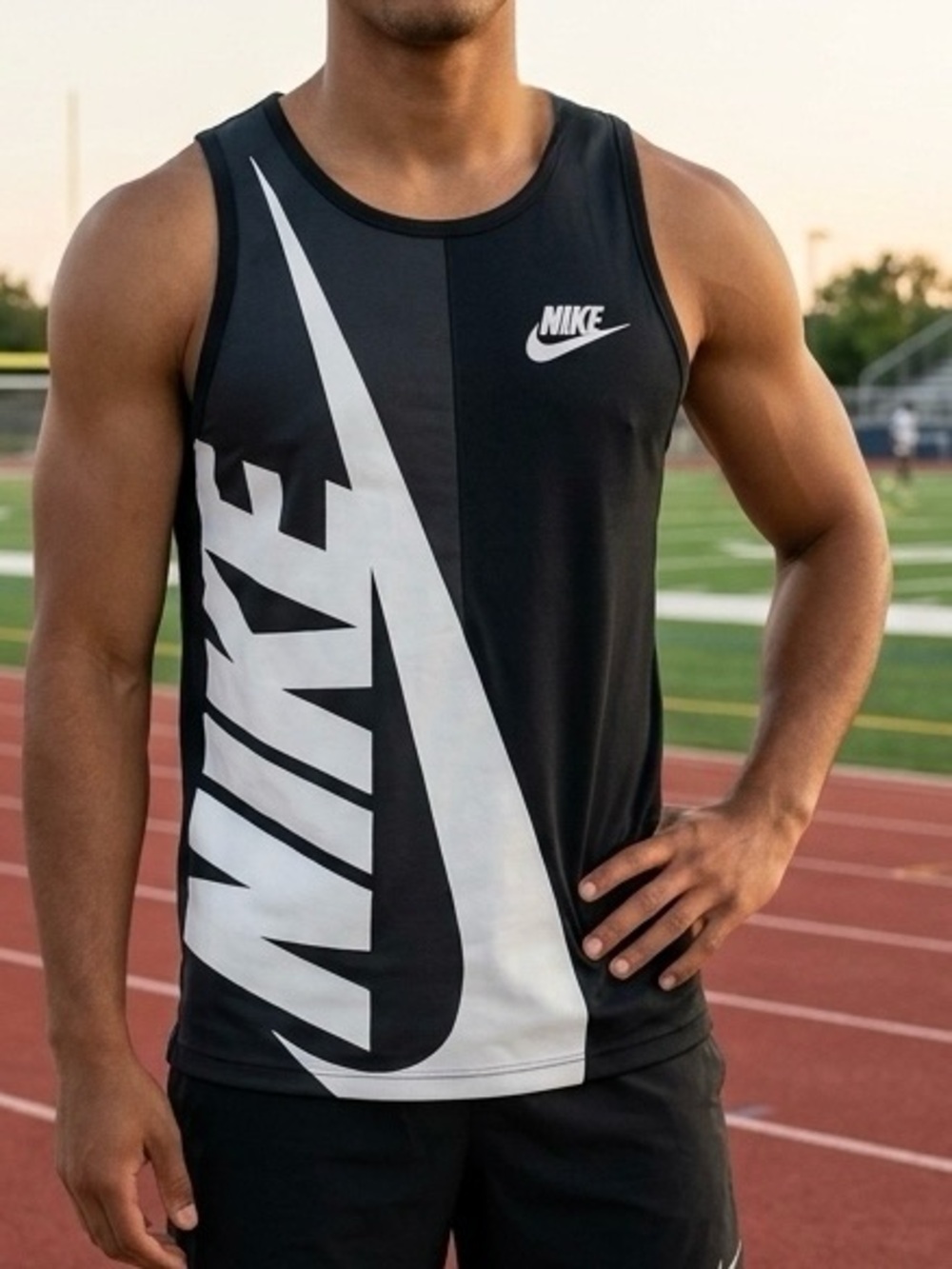 Nike Sportswear Big Boys Graphic Tank Top Black White Grey Size Youth XL